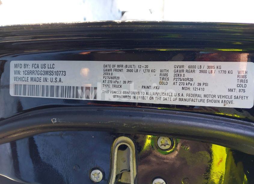Photo 9 of 2021 Ram 1500 CLASSIC WARLOCK 4X4 6'4 BOX (VIN 1C6RR7GG3MS510773)