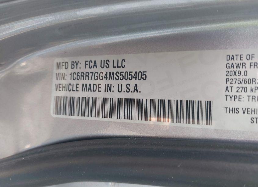 Photo 9 of 2021 Ram 1500 CLASSIC WARLOCK 4X4 6'4 BOX (VIN 1C6RR7GG4MS505405)