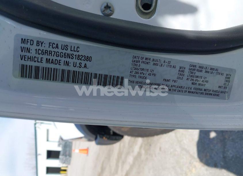 Photo 9 of 2022 Ram 1500 CLASSIC WARLOCK 4X4 6'4 BOX (VIN 1C6RR7GG6NS182380)