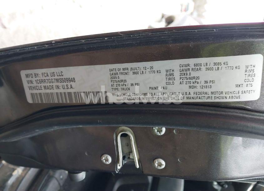 Photo 9 of 2021 Ram 1500 CLASSIC WARLOCK 4X4 6'4 BOX (VIN 1C6RR7GG7MS509948)