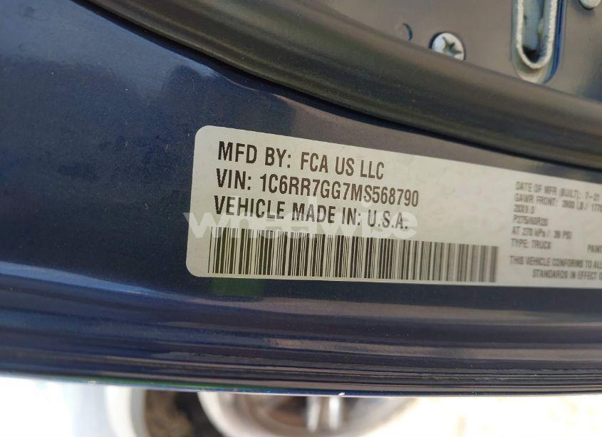 Photo 9 of 2021 Ram 1500 CLASSIC WARLOCK 4X4 6'4 BOX (VIN 1C6RR7GG7MS568790)