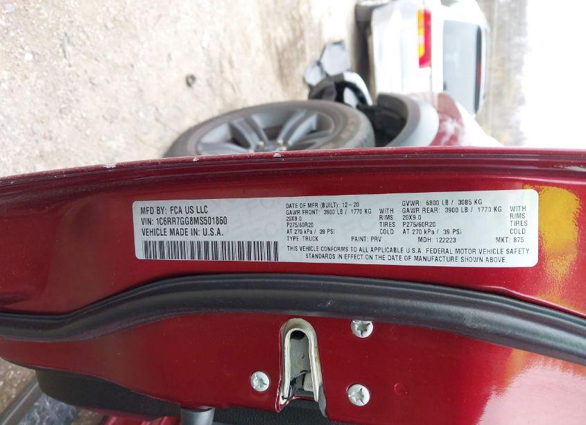 Photo 9 of 2021 Ram 1500 CLASSIC WARLOCK 4X4 6'4 BOX (VIN 1C6RR7GG8MS501860)