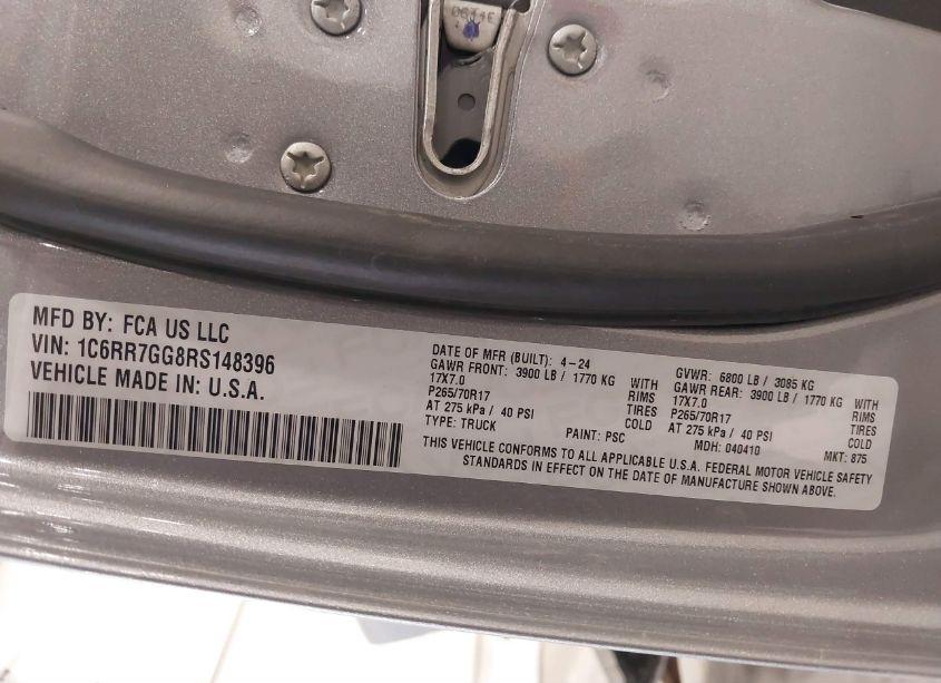 Photo 9 of 2024 Ram 1500 CLASSIC SLT 4X4 6'4 BOX (VIN 1C6RR7GG8RS148396)