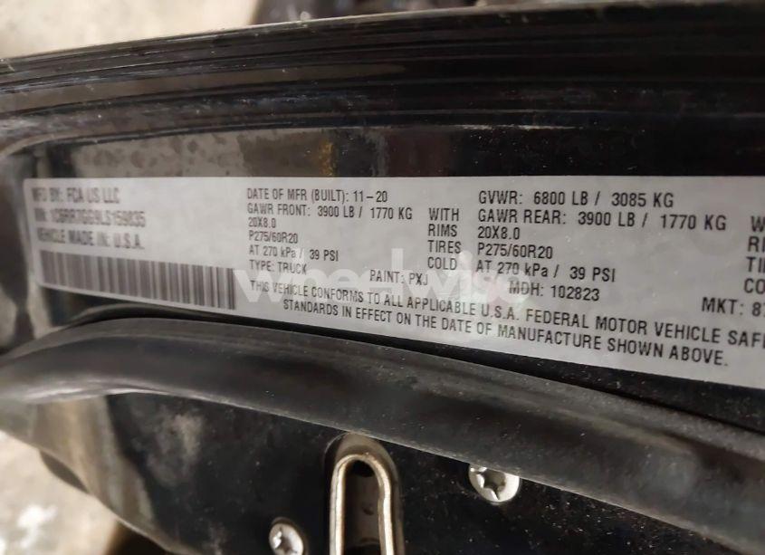 Photo 9 of 2020 Ram 1500 CLASSIC WARLOCK 4X4 6'4 BOX (VIN 1C6RR7GG9LS159835)