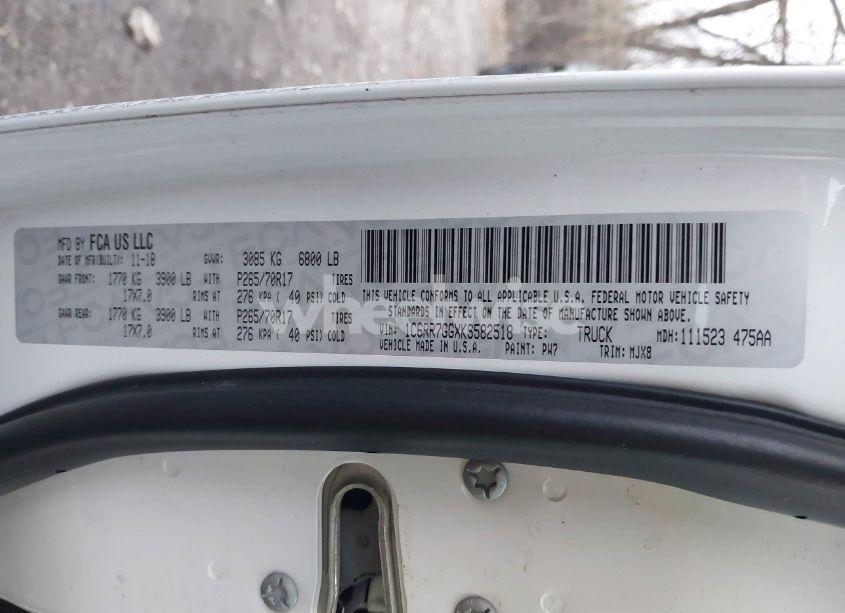 Photo 9 of 2019 Ram 1500 CLASSIC SLT 4X4 6'4 BOX (VIN 1C6RR7GGXKS582518)