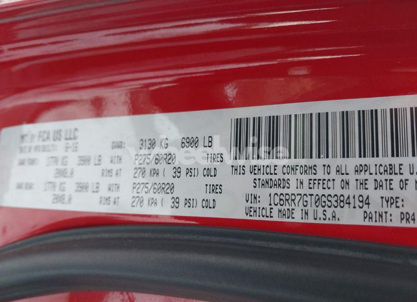 Photo 9 of 2016 Ram 1500 BIG HORN (VIN 1C6RR7GT0GS384194)