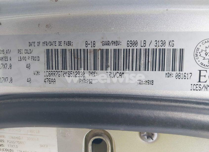 Photo 9 of 2019 Ram 1500 CLASSIC SLT (VIN 1C6RR7GT0KS512930)