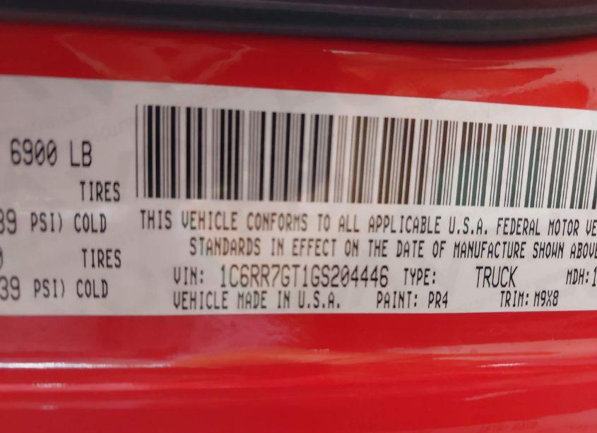Photo 9 of 2016 Ram 1500 BIG HORN (VIN 1C6RR7GT1GS204446)