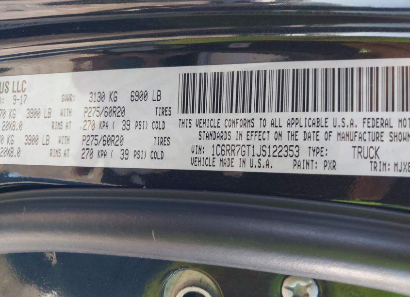 Photo 9 of 2018 Ram 1500 HARVEST 4X4 6'4 BOX (VIN 1C6RR7GT1JS122353)