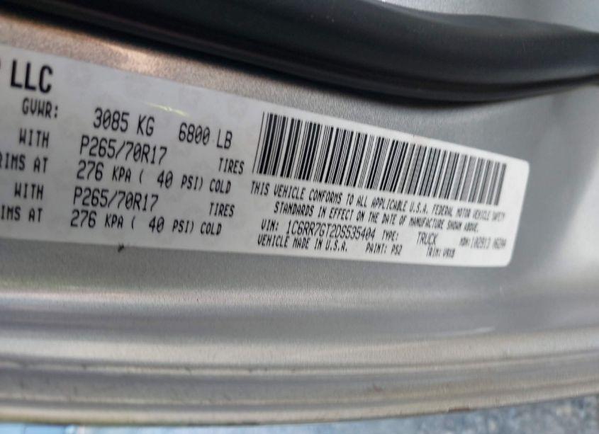 Photo 9 of 2013 Ram 1500 SLT (VIN 1C6RR7GT2DS535404)