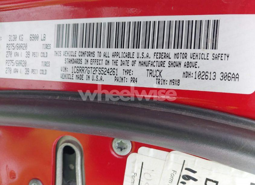 Photo 9 of 2015 Ram 1500 BIG HORN (VIN 1C6RR7GT2FS524261)