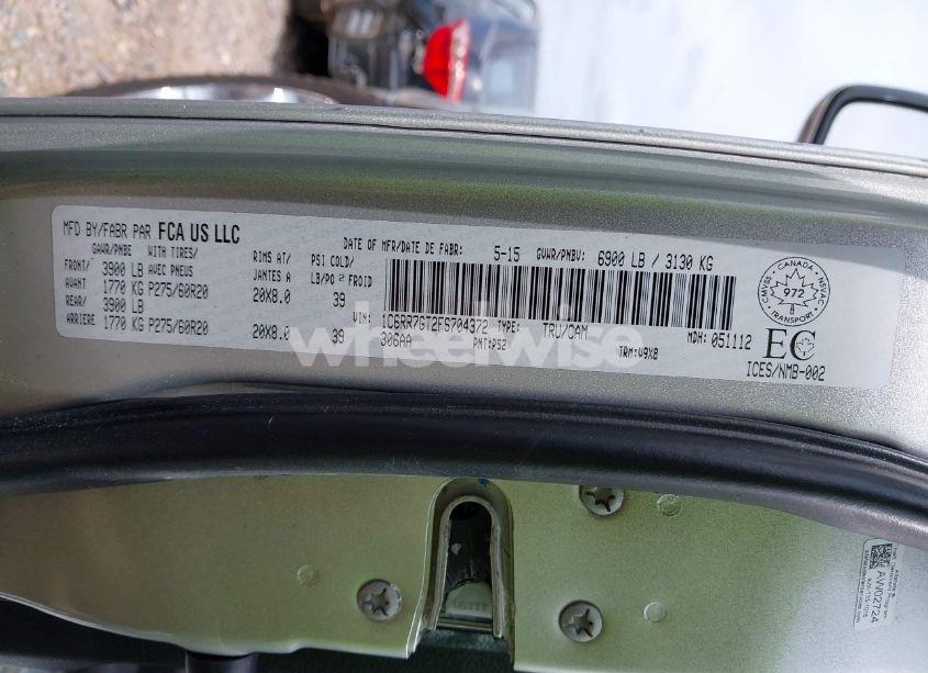 Photo 9 of 2015 Ram 1500 SLT (VIN 1C6RR7GT2FS704372)