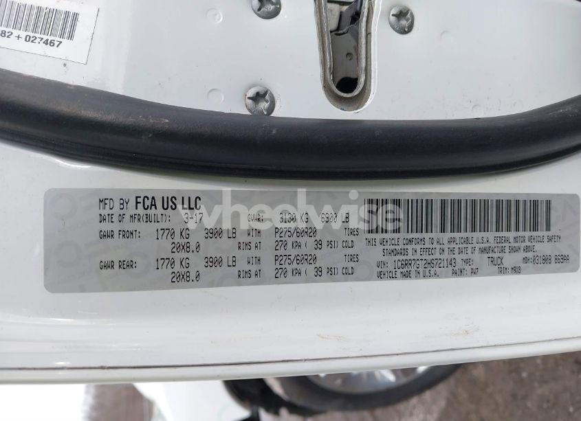 Photo 9 of 2017 Ram 1500 BIG HORN 4X4 6'4 BOX (VIN 1C6RR7GT2HS721143)