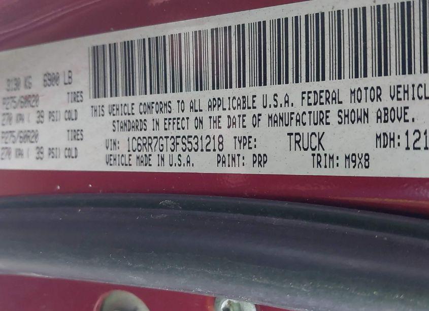 Photo 9 of 2015 Ram 1500 BIG HORN (VIN 1C6RR7GT3FS531218)