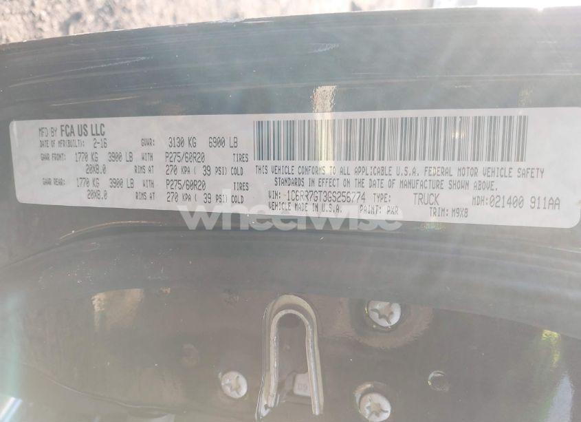 Photo 9 of 2016 Ram 1500 BIG HORN (VIN 1C6RR7GT3GS256774)