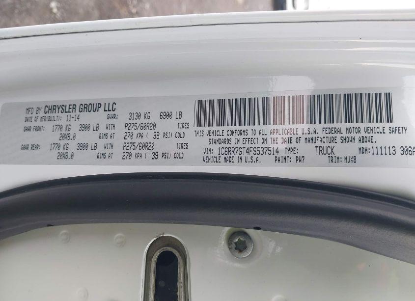 Photo 9 of 2015 Ram 1500 OUTDOORSMAN (VIN 1C6RR7GT4FS537514)