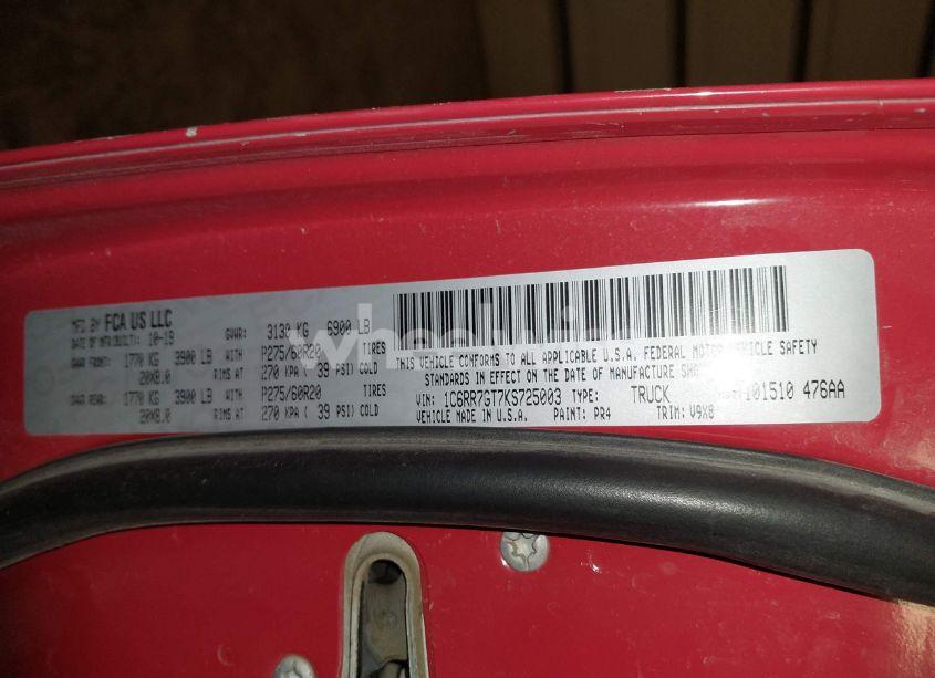 Photo 9 of 2019 Ram 1500 CLASSIC WARLOCK 4X4 6'4 BOX (VIN 1C6RR7GT7KS725003)