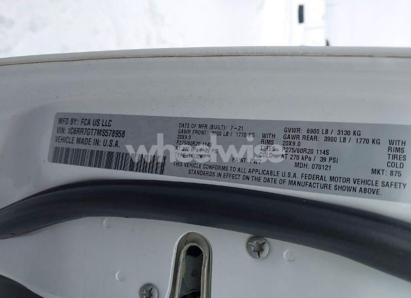 Photo 9 of 2021 Ram 1500 CLASSIC WARLOCK 4X4 6'4 BOX (VIN 1C6RR7GT7MS578958)