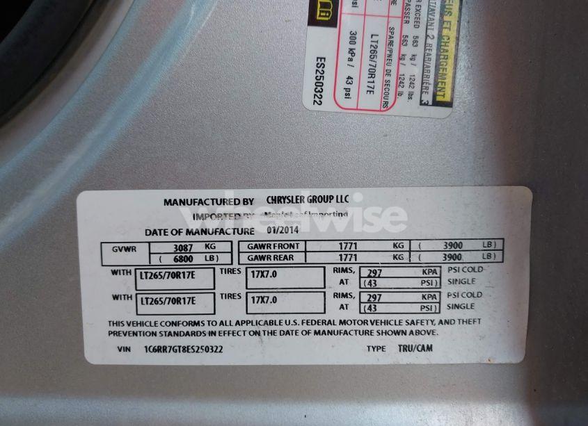 Photo 9 of 2014 Ram 1500 SLT (VIN 1C6RR7GT8ES250322)