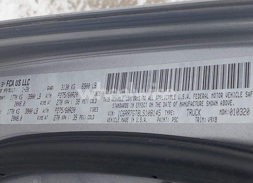 Photo 9 of 2020 Ram 1500 CLASSIC WARLOCK 4X4 6'4 BOX (VIN 1C6RR7GT8LS108145)