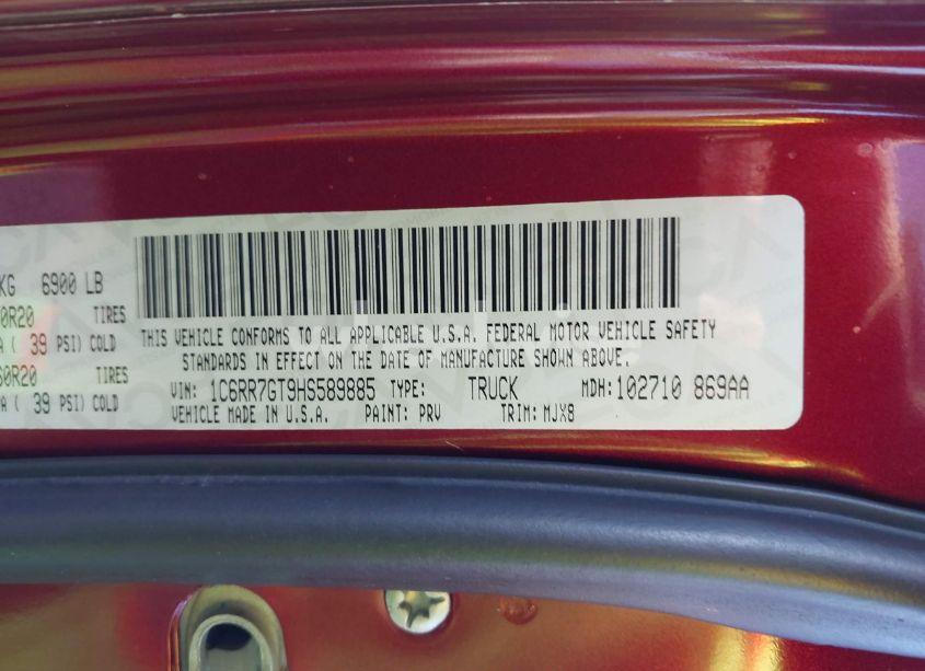 Photo 9 of 2017 Ram 1500 BIG HORN 4X4 6'4 BOX (VIN 1C6RR7GT9HS589885)