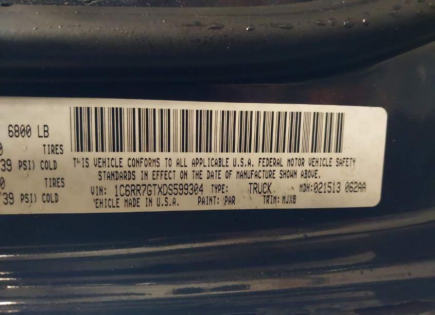 Photo 9 of 2013 Ram 1500 BIG HORN (VIN 1C6RR7GTXDS599304)