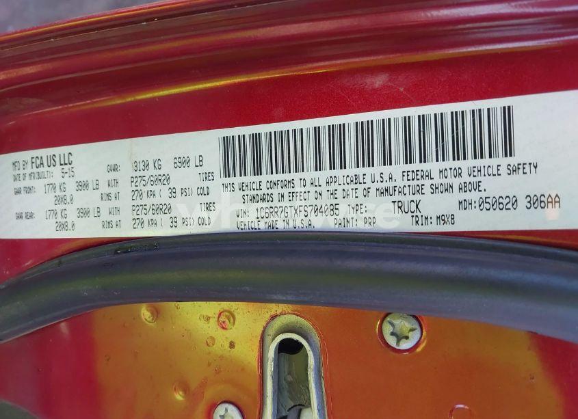 Photo 9 of 2015 Ram 1500 (VIN 1C6RR7GTXFS704085)