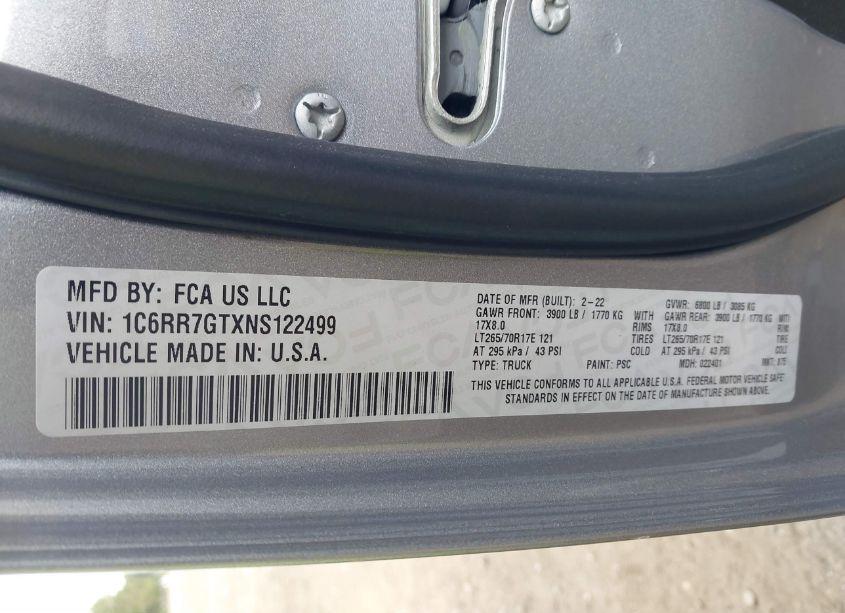 Photo 9 of 2022 Ram 1500 CLASSIC WARLOCK QUAD CAB 4X4 6'4 BOX (VIN 1C6RR7GTXNS122499)