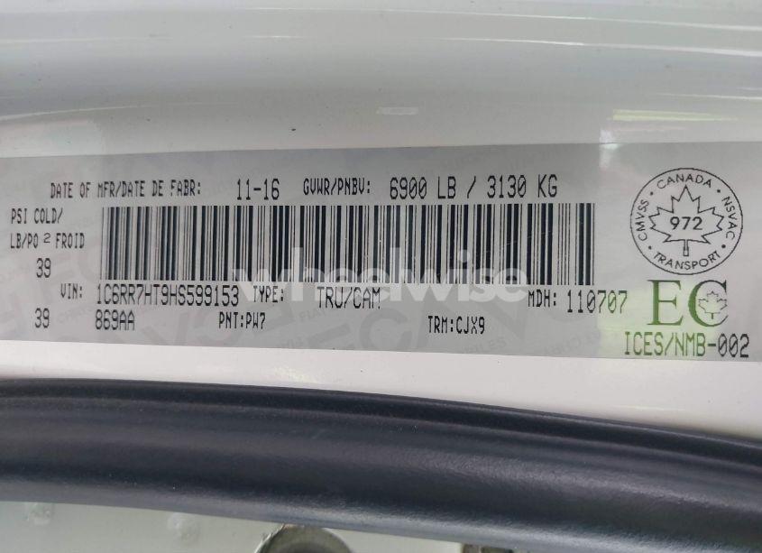 Photo 9 of 2017 Ram 1500 SPORT (VIN 1C6RR7HT9HS599153)