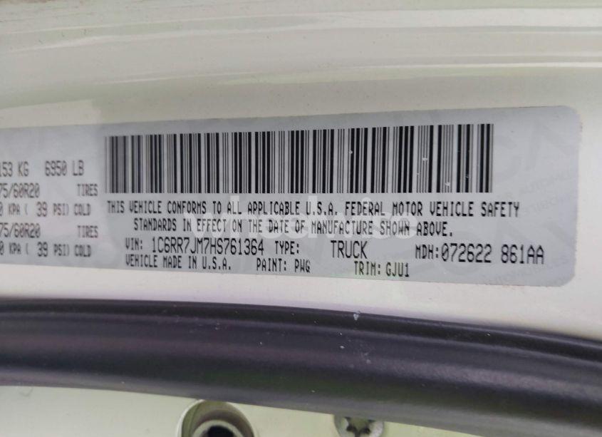 Photo 9 of 2017 Ram 1500 LARAMIE 4X4 6'4 BOX (VIN 1C6RR7JM7HS761364)