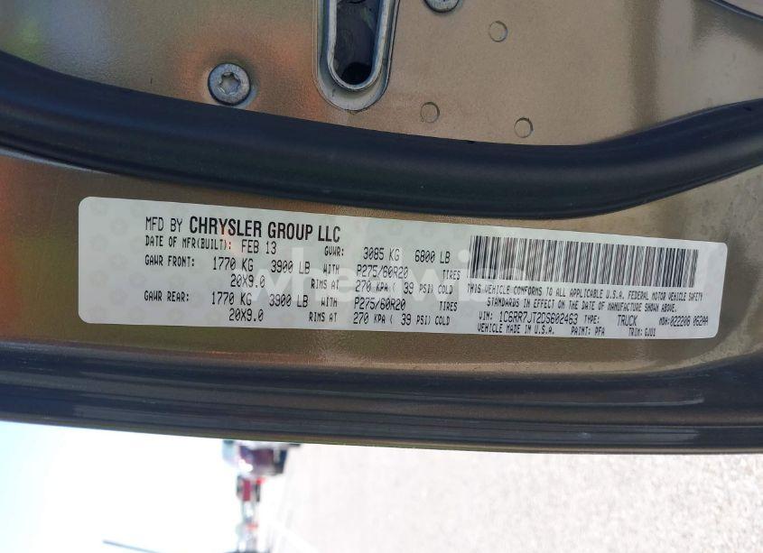 Photo 9 of 2013 Ram 1500 LARAMIE (VIN 1C6RR7JT2DS602463)