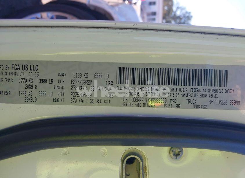 Photo 9 of 2017 Ram 1500 LARAMIE 4X4 6'4 BOX (VIN 1C6RR7JTXHS589550)