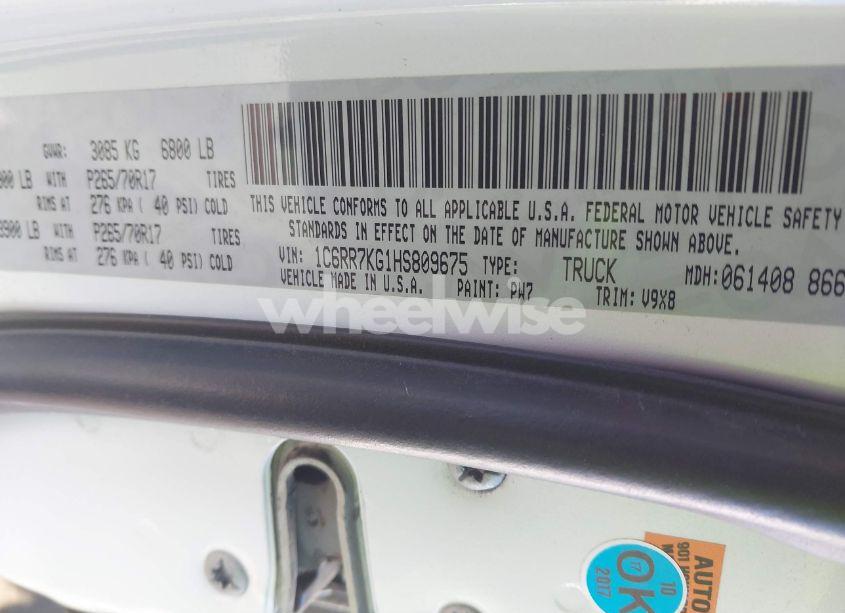 Photo 9 of 2017 Ram 1500 TRADESMAN 4X4 5'7 BOX (VIN 1C6RR7KG1HS809675)
