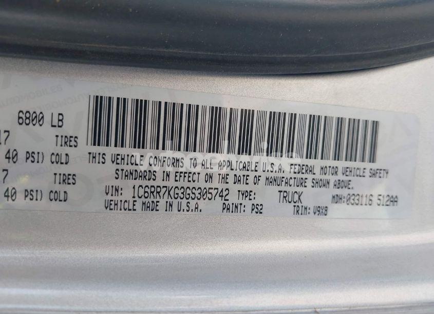 Photo 9 of 2016 Ram 1500 TRADESMAN (VIN 1C6RR7KG3GS305742)