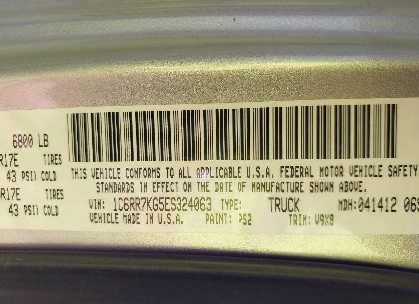 Photo 9 of 2014 Ram 1500 TRADESMAN (VIN 1C6RR7KG5ES324063)