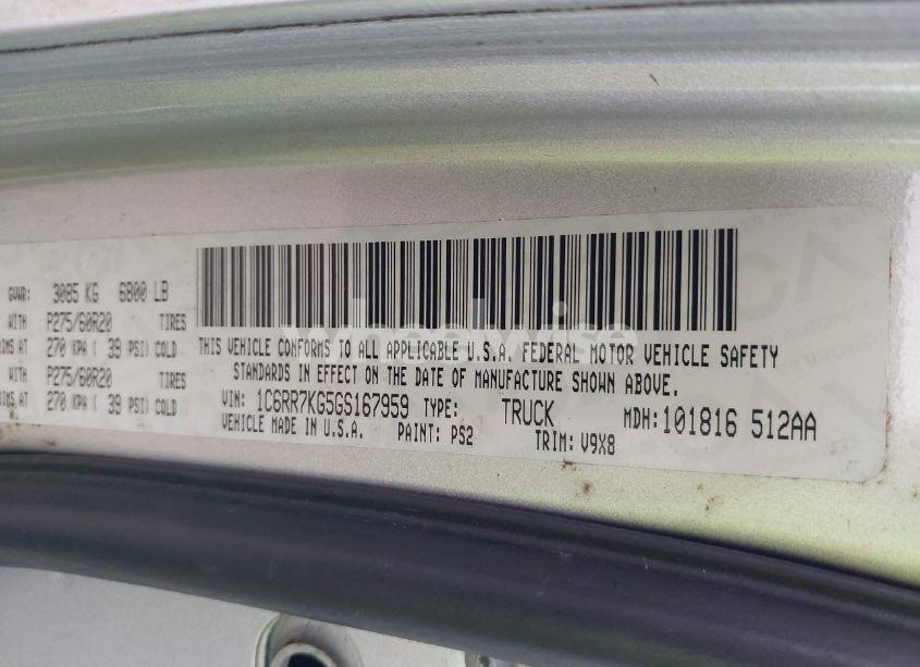 Photo 9 of 2016 Ram 1500 EXPRESS (VIN 1C6RR7KG5GS167959)