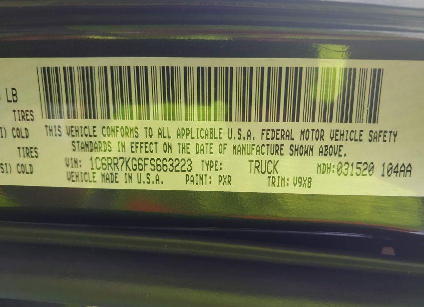 Photo 9 of 2015 Ram 1500 EXPRESS (VIN 1C6RR7KG6FS663223)