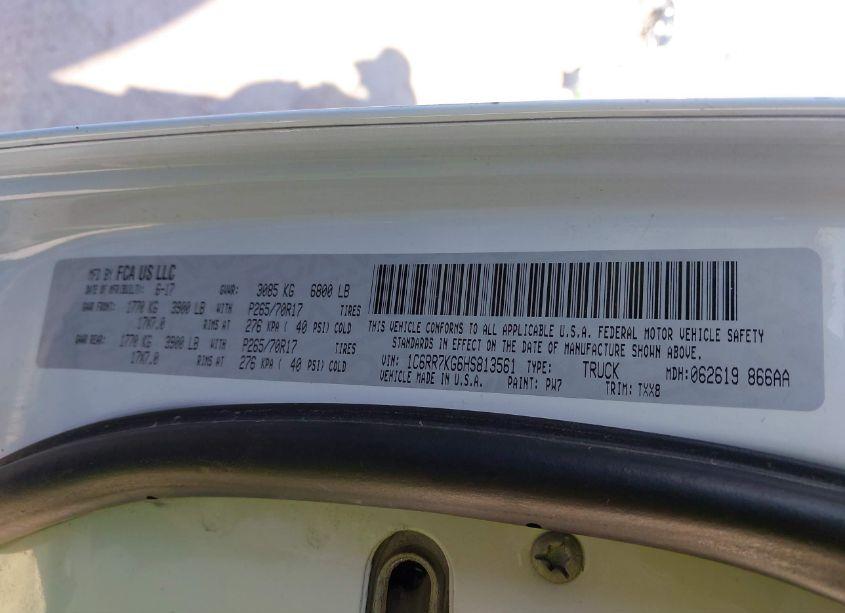 Photo 9 of 2017 Ram 1500 TRADESMAN 4X4 5'7 BOX (VIN 1C6RR7KG6HS813561)
