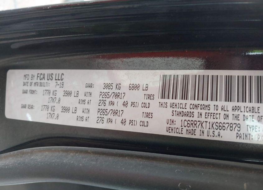 Photo 9 of 2019 Ram 1500 CLASSIC TRADESMAN 4X4 5'7 BOX (VIN 1C6RR7KT1KS667879)