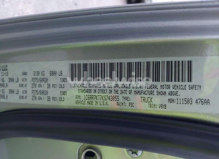 Photo 9 of 2019 Ram 1500 CLASSIC TRADESMAN 4X4 5'7 BOX (VIN 1C6RR7KT7KS743055)