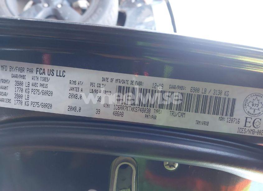 Photo 9 of 2019 Ram 1500 CLASSIC ST (VIN 1C6RR7KTXKS748038)