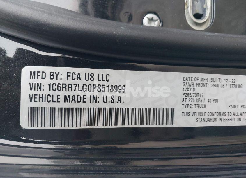 Photo 9 of 2023 Ram 1500 CLASSIC SLT 4X4 5'7 BOX (VIN 1C6RR7LG0PS518999)