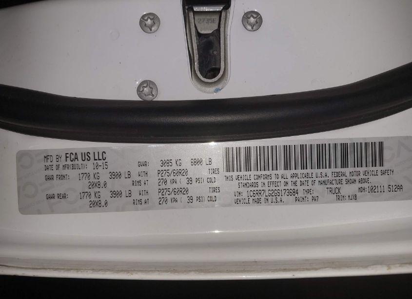 Photo 9 of 2016 Ram 1500 BIG HORN (VIN 1C6RR7LG2GS173684)