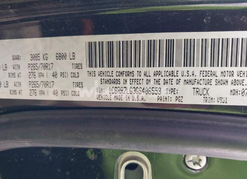 Photo 9 of 2016 Ram 1500 SLT (VIN 1C6RR7LG3GS406553)