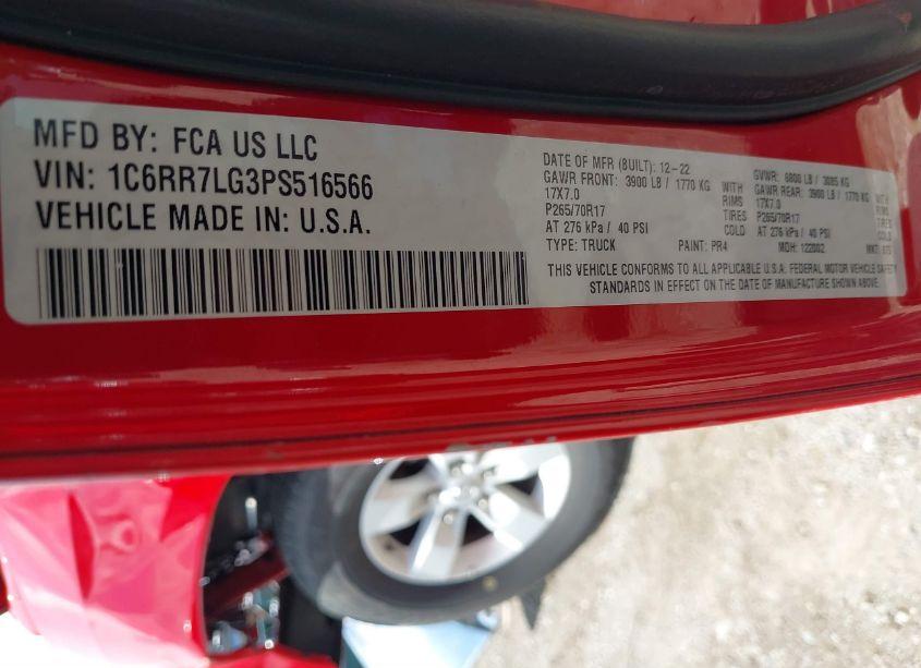 Photo 9 of 2023 Ram 1500 CLASSIC SLT 4X4 5'7 BOX (VIN 1C6RR7LG3PS516566)