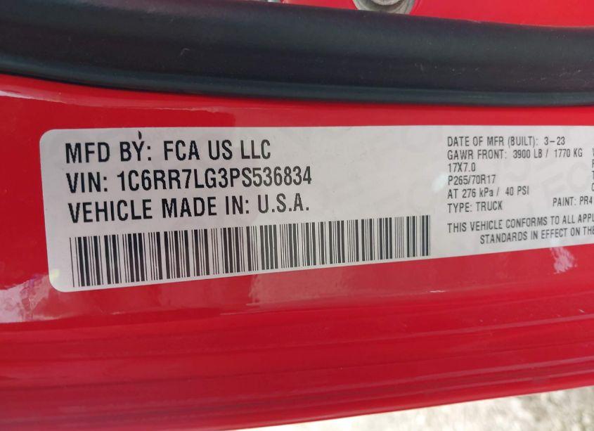 Photo 9 of 2023 Ram 1500 CLASSIC SLT 4X4 5'7 BOX (VIN 1C6RR7LG3PS536834)