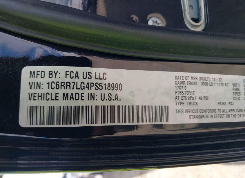 Photo 9 of 2023 Ram 1500 CLASSIC SLT 4X4 5'7" BOX (VIN 1C6RR7LG4PS518990)