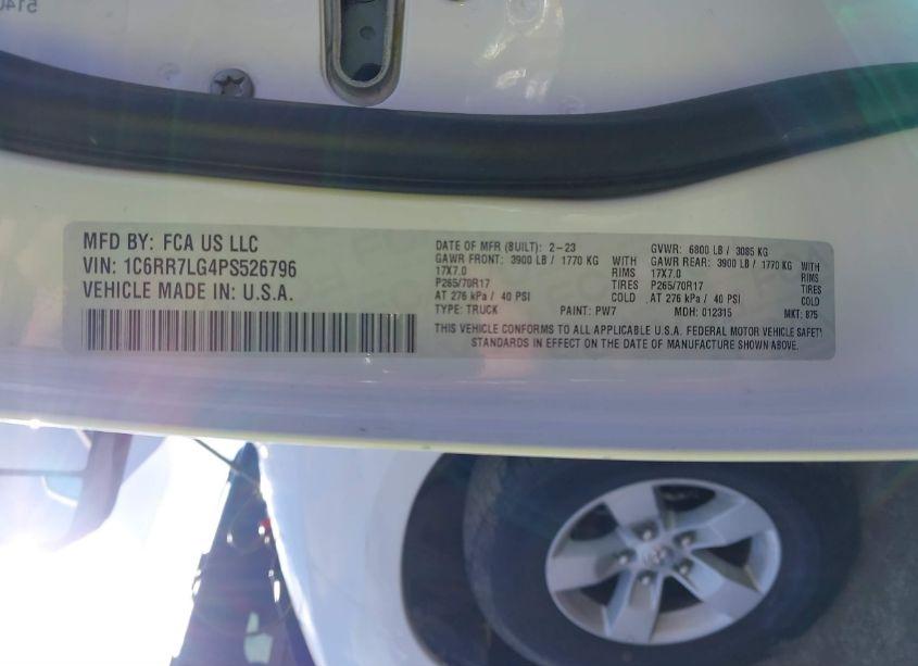 Photo 8 of 2023 Ram 1500 CLASSIC SLT 4X4 5'7 BOX (VIN 1C6RR7LG4PS526796)