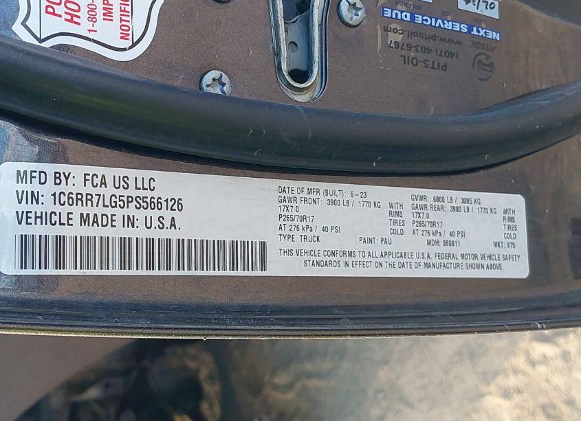 Photo 9 of 2023 Ram 1500 CLASSIC SLT 4X4 5'7 BOX (VIN 1C6RR7LG5PS566126)