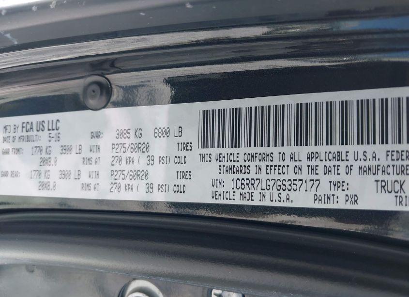 Photo 9 of 2016 Ram 1500 BIG HORN (VIN 1C6RR7LG7GS357177)